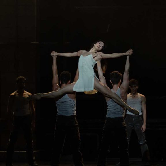 female ballet dancer being lifted