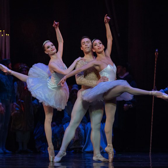 Three dancers in the Pas de Trois from The Sleeping Beauty