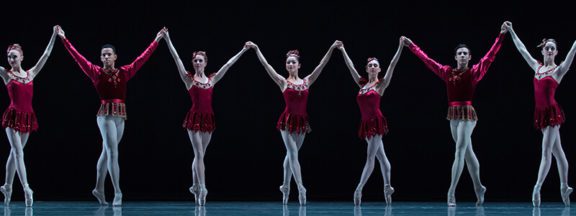 Cincinnati Ballet Dancers on stage in George Balanchine's Rubies