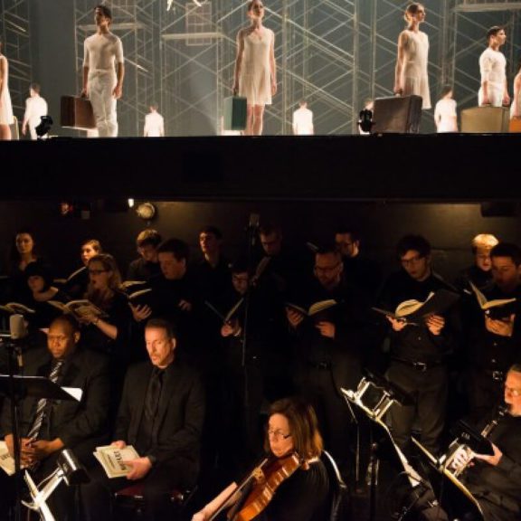 Split Image With Orchestra and Ballet Dancers