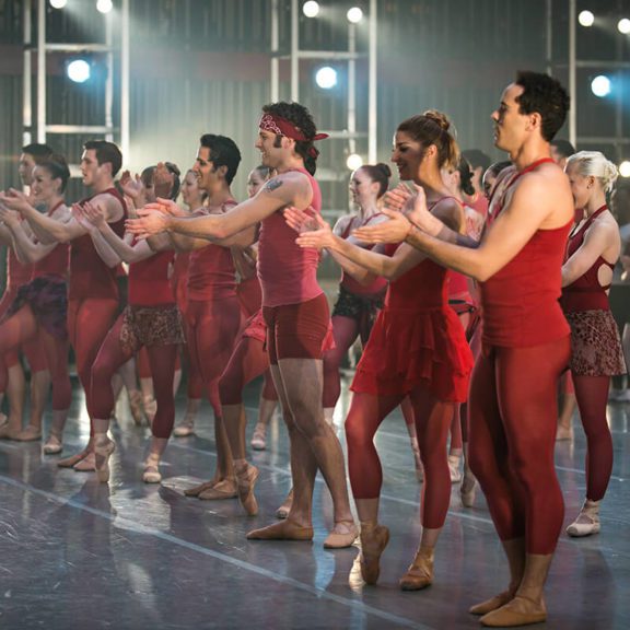 Cincinnati Ballet Dancers clapping on stage after performing Bolero