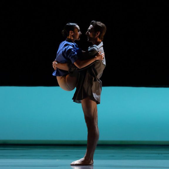 Dancers Bella Ureta and Marcus Romeo on stage