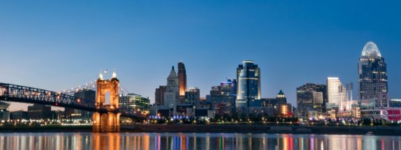 Cincinnati Ohio Riverbank Skyline & Sunset