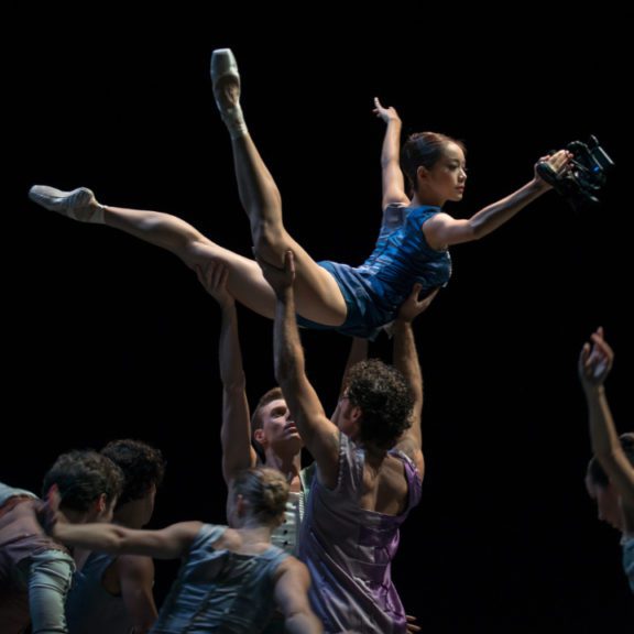 Dancer being held in the air