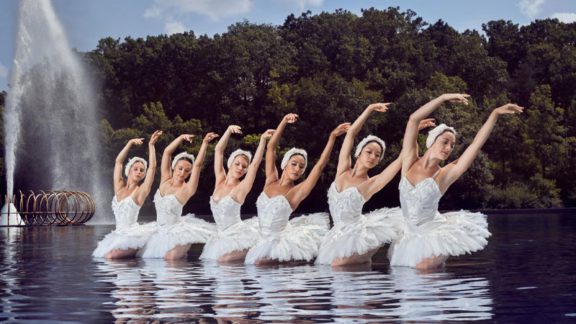 Cincinnati Ballet 'Swans' Land in Mirror Lake at Eden Park
