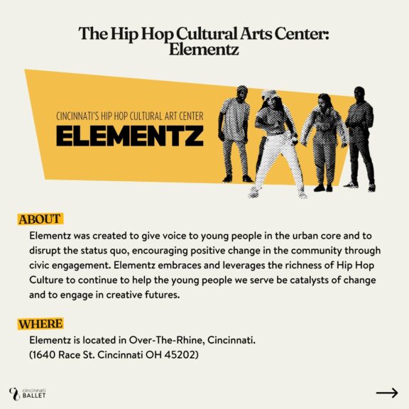 Graphic for The Hip Hop Cultural Arts Center: Elementz with information